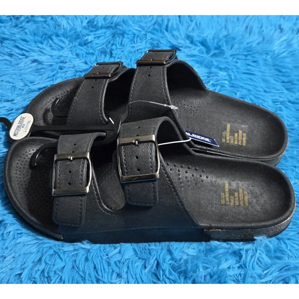 Mission Ridge Men's Black Double Strap Sandals Size Large 11/12
